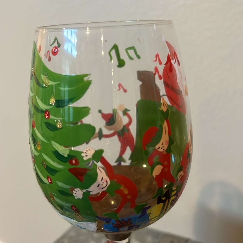 Lolita Rocking Around The Tree Collectible Wine Glass Hand Painted RARE - Picture 4 of 9